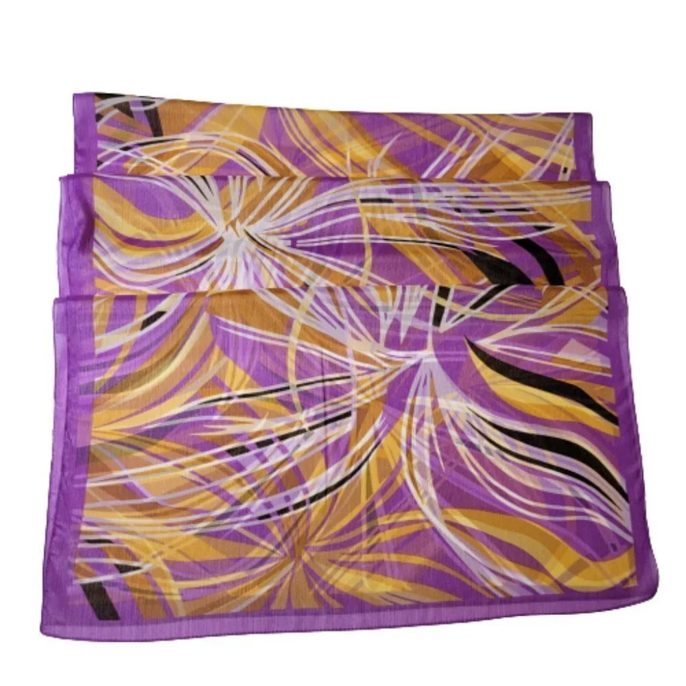 Purple Geometric Print Rectangular Scarf - Picture 3 of 6